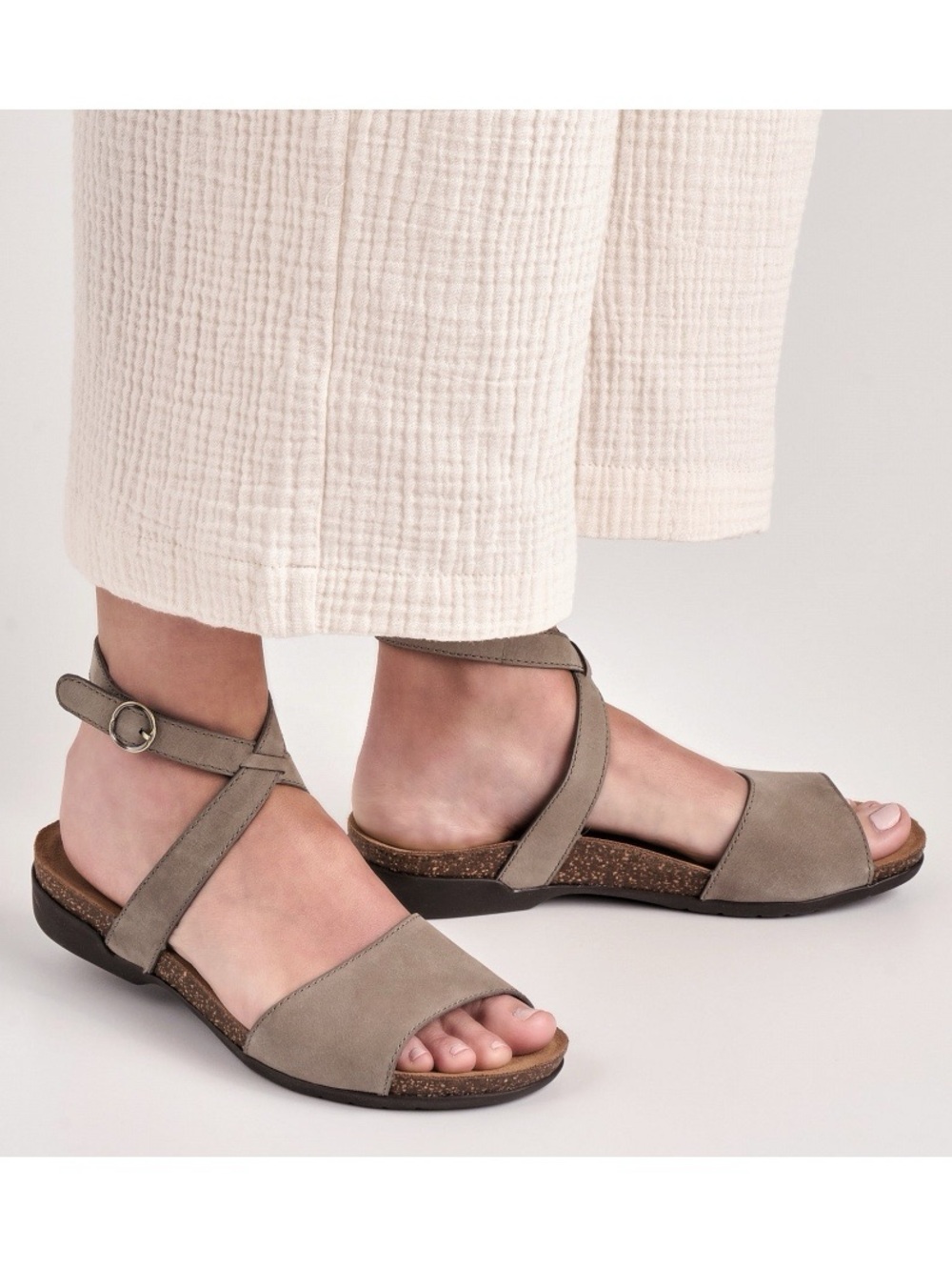 Dansko Rafferty Milled Nubuck Leather Taupe Sandals